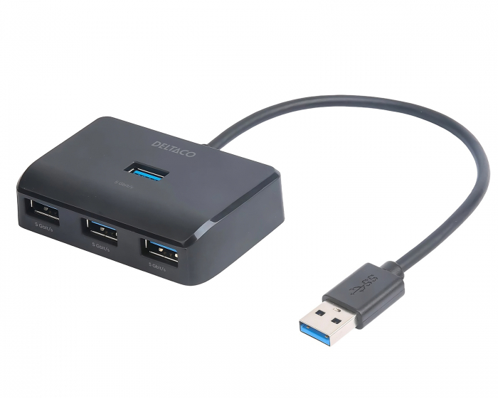 Deltaco USB Dockningsstation med 4 Porter - Svart