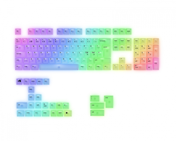 Glorious Polychroma V2 RGB Keycaps - 131 PBT Polykarbonat Caps Nordic ISO