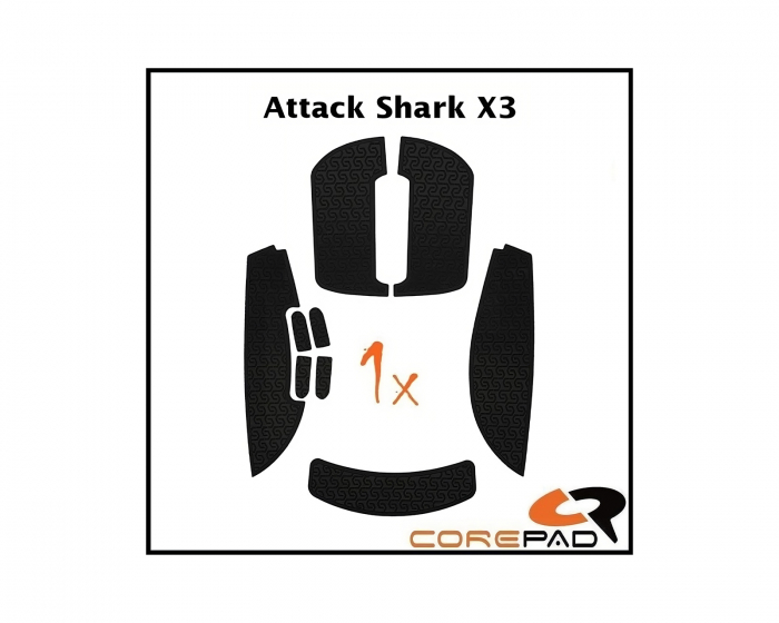 Corepad Soft Grips til Attack Shark X3 - Svart