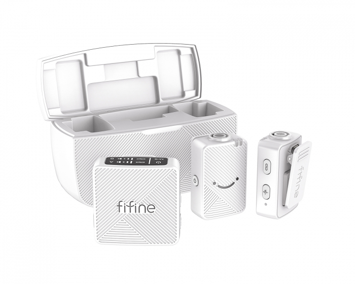 Fifine M9 Dual Wireless Microphone System - Trådløs Mikrofon - Hvit