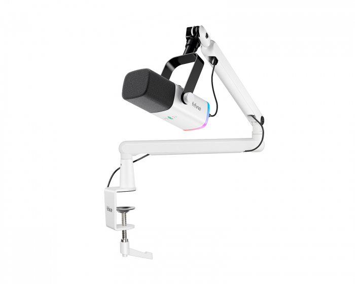 Fifine TAM8 Dynamisk Mikrofon med Mikrofonstativ - Hvit