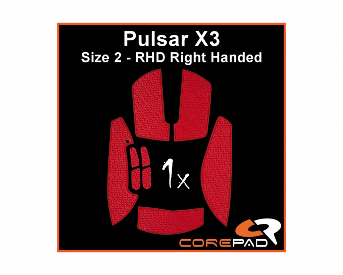 Corepad Soft Grips for Pulsar X3 RHD - Rød