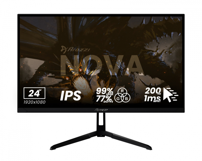 Arozzi Nova 24“ IPS 1920x1080 200Hz Gaming Monitor - Svart