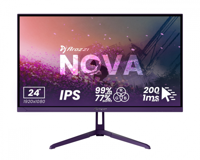 Arozzi Nova 24“ IPS 1920x1080 200Hz Gaming Monitor - Lilla
