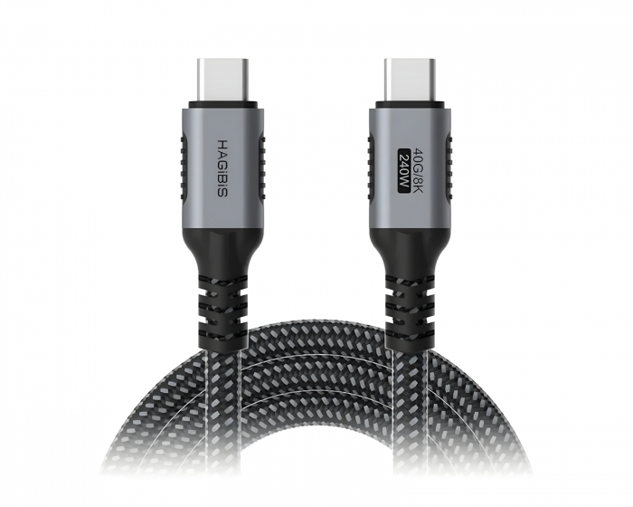 Hagibis USB-C 40G/8K 240W Hurtigladerkabel – 1.2 m