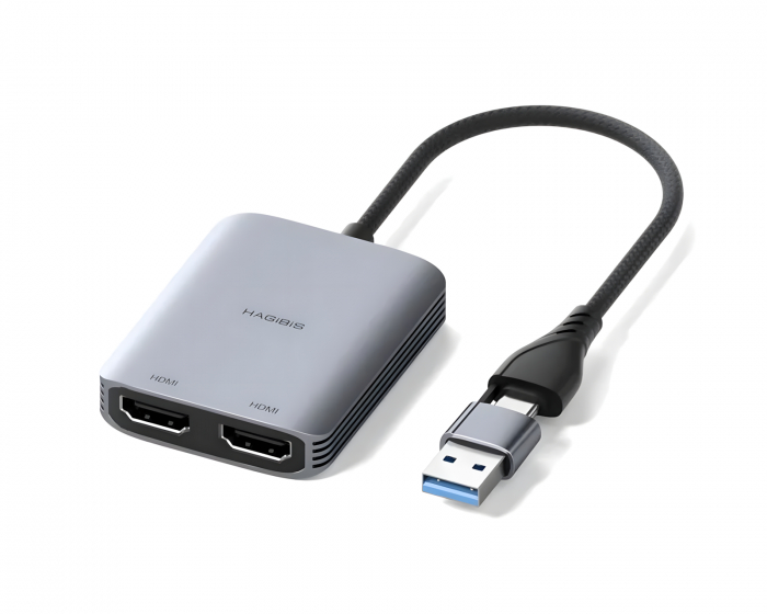 Hagibis USB 3.0 eller USB-C til dobbel HDMI-adapter