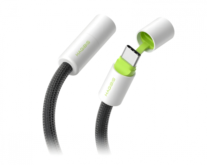 Hagibis USB-C 240W Hurtigladerkabel med hette – Grønn – 2m