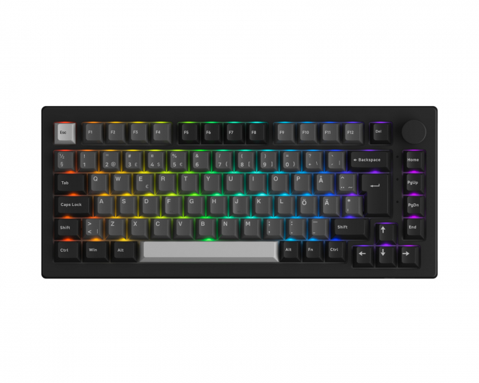 Akko 5075B Plus-S Black & Silver Trådløst Tastatur - Svart [V3 Lavender Purple Pro]