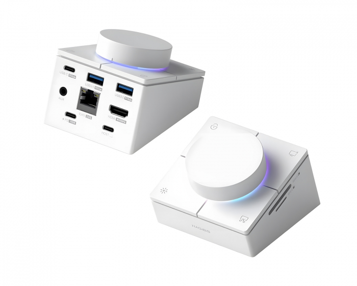 Hagibis USB-C-hub med Ratt og Snarveisknapper – 2,5G Ethernet-port – Hvit