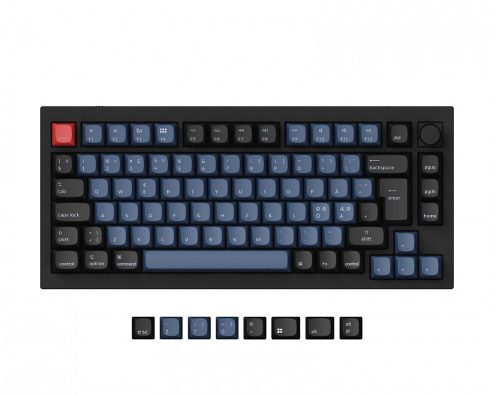 Keychron Q1 Hotswap Knob ISO Tastatur - Svart [Gateron G Pro Red]