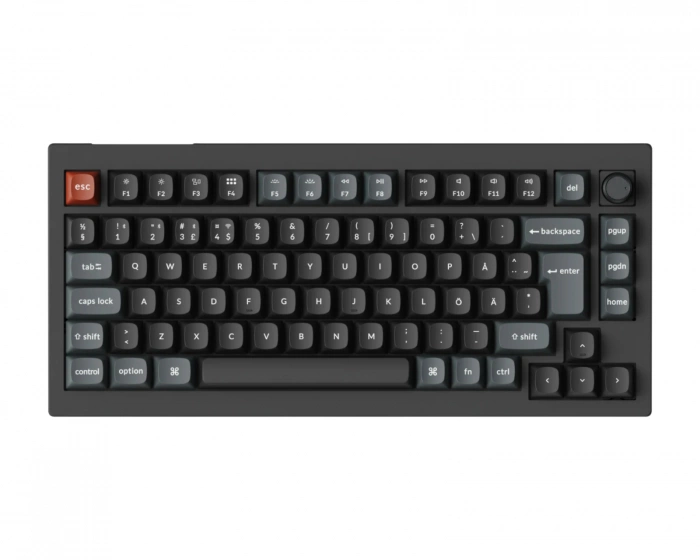 Keychron V1 Ultra 8K Hotswap Knob Trådløst ISO Tastatur - Svart [Silk POM Red]