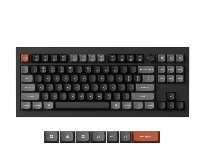 Keychron V3 Ultra 8K Hotswap Knob Trådløst ISO Tastatur - Svart [Silk POM Brown]