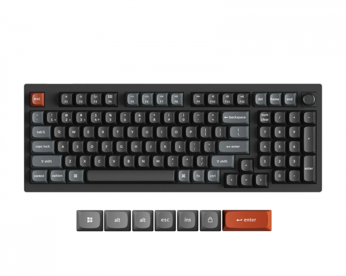 Keychron V5 Ultra 8K Hotswap Knob Trådløst ISO Tastatur - Svart [Silk POM Red]