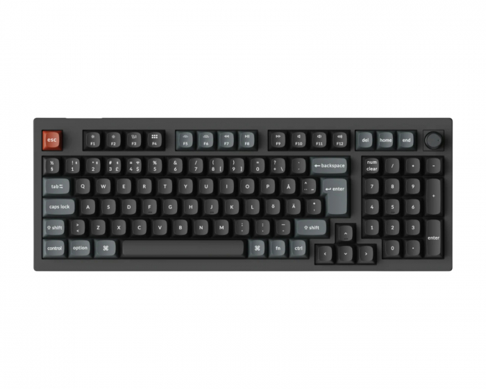 Keychron V5 Ultra 8K Hotswap Knob Trådløst ISO Tastatur - Svart [Silk POM Red]