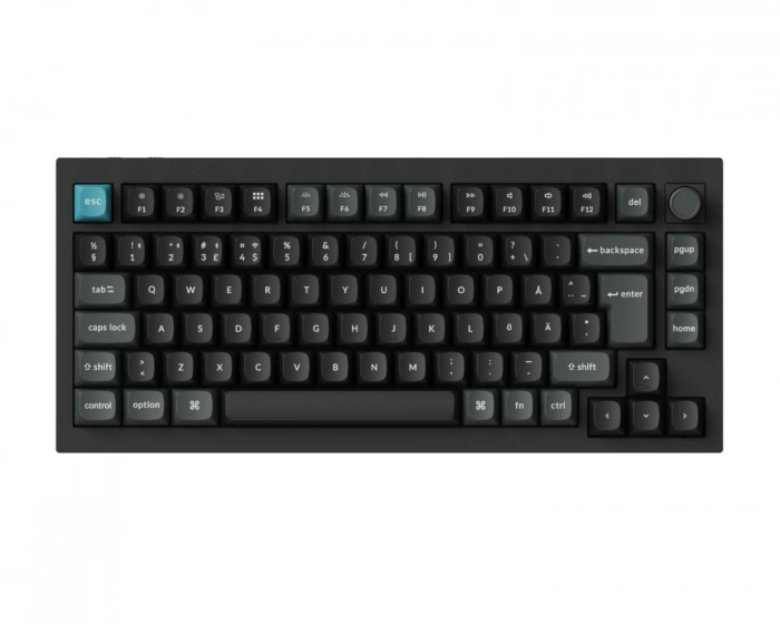 Keychron Q1 Ultra 8K Hotswap Knob Trådløst ISO Tastatur - Svart [Silk POM Red]