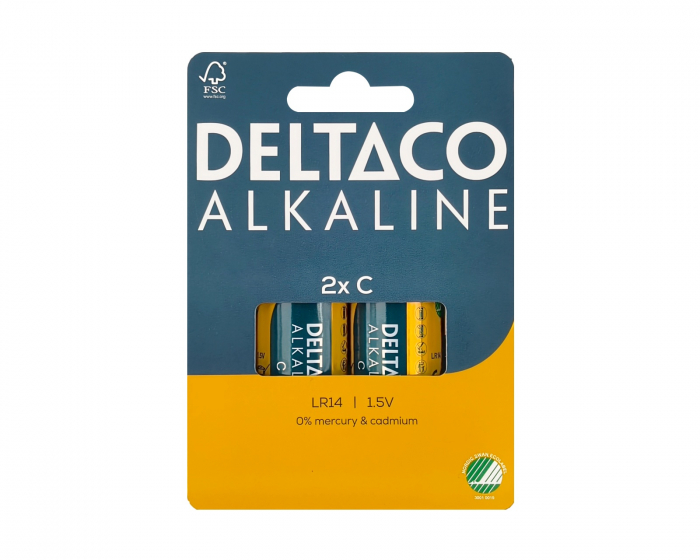 Deltaco C/LR14 Alkalisk batteri 2-pakning