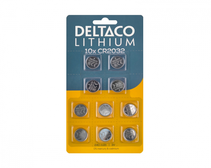 Deltaco CR2032 litiumbatterier 10-pakning