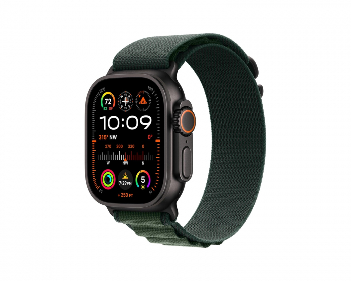 Apple Watch Ultra 2 GPS + CELL Svart Titanhus / Mørkegrønn Alpine Sløyfe - Medium