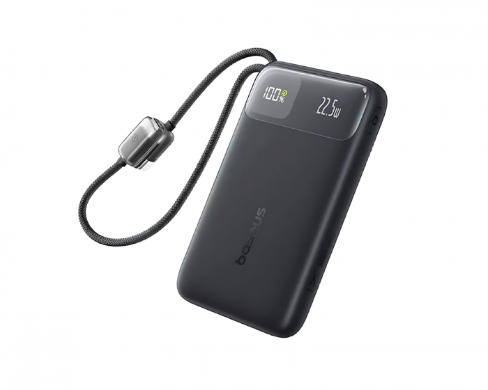 Baseus EnerFill FC11 Digital Display Power Bank med Dobbelt Kabel 22.5W 10000mAh - Cosmic Black