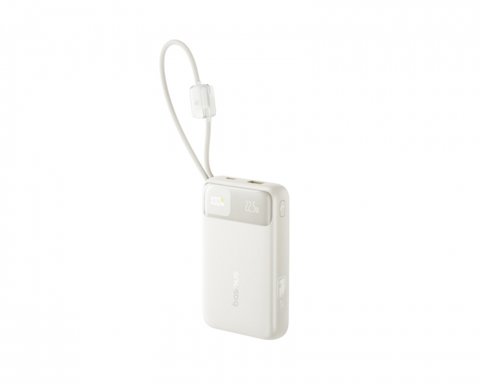 Baseus EnerFill FC11 Digital Display Power Bank med Dobbelt Kabel 22.5W 20000mAh - Beige