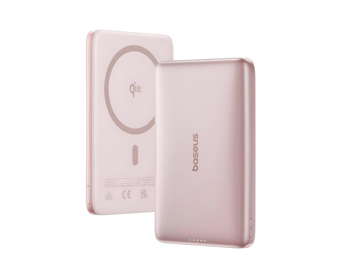 Baseus PicoGo AM41 Ultratynn Qi2 Magnetisk Powerbank 27W 10000mAh - Rosa