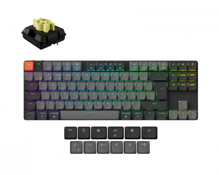 Keychron K1v6 Low Profile QMK Trådløst Tastatur [Gateron Banana] - Lysegrå