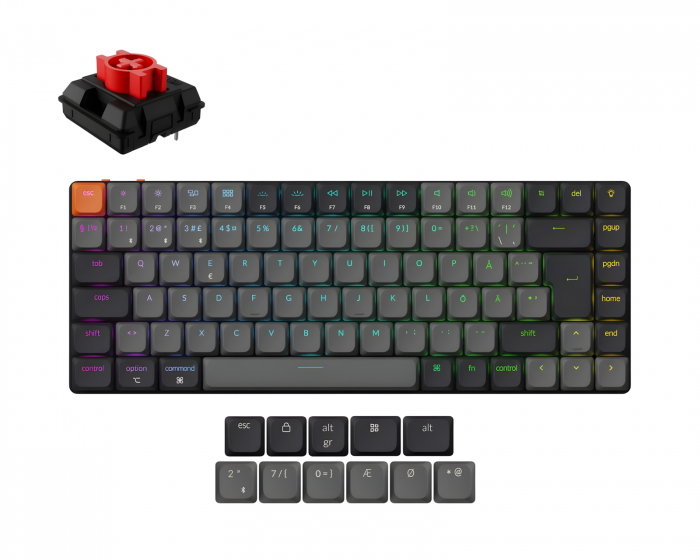 Keychron K3v3 Low Profile QMK Trådløst Tastatur [Gateron Red] - Lysegrå