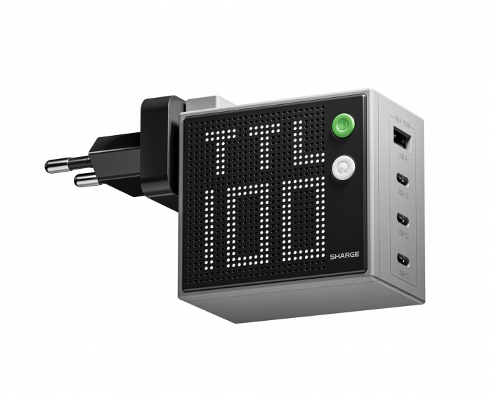 Sharge Pixel 100W USB-C & USB-A-lader - Grå