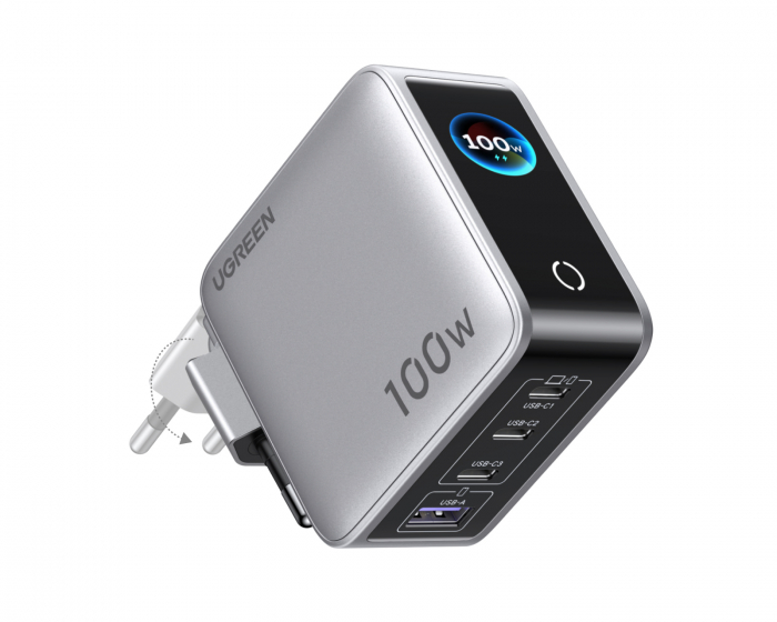UGREEN Nexode 5-ports Pro Lader med Smart Display 100W