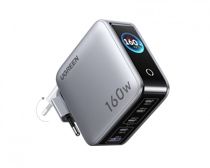 UGREEN Nexode 5-ports Pro Lader med Smart Display 160W