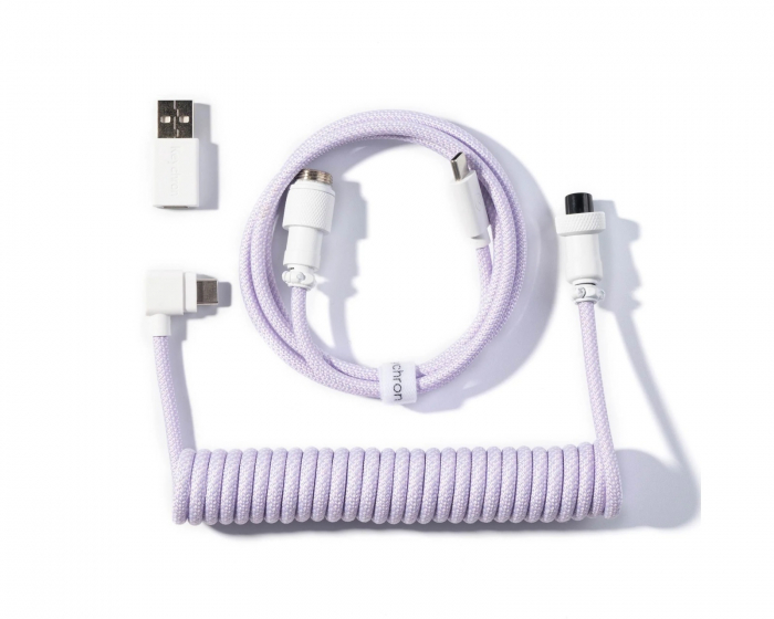 Keychron Coiled Aviator Kabel Angled 8K - Lys lilla