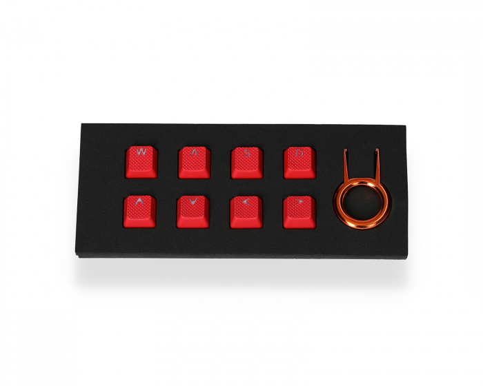 Tai-Hao 8-Key Gummi Double-shot Bakgrunnsbelyst Keycap Set - Rød