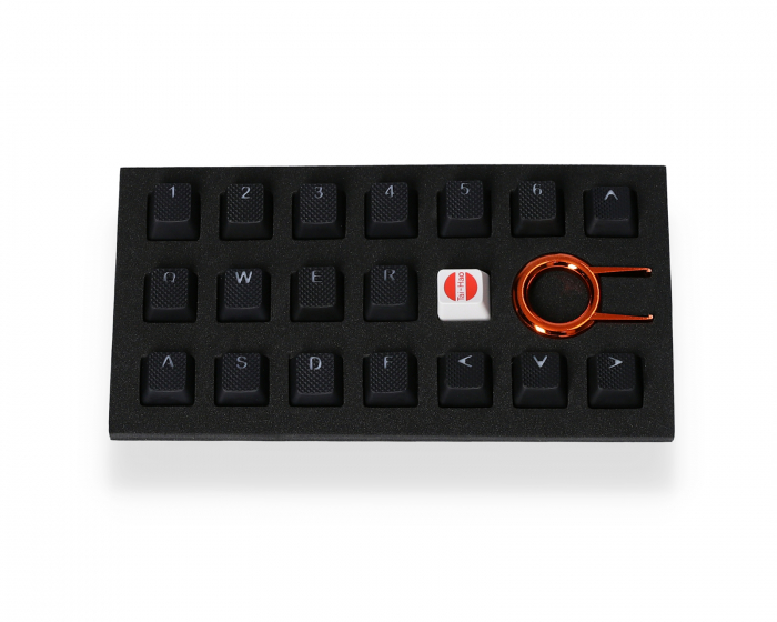 Tai-Hao 18-Key Gummi Double-shot Bakgrunnsbelyst Keycap-set - Svart