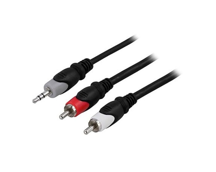 Deltaco 3.5mm ha - 2x RCA ha 3m Svart