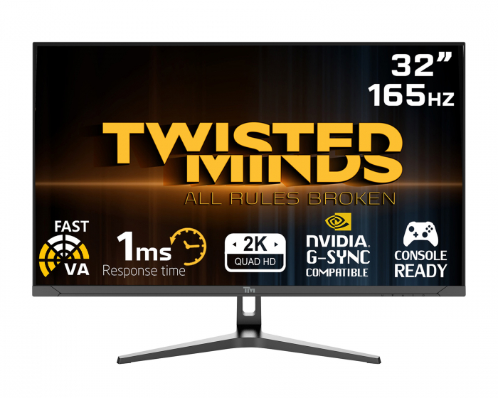 Twisted Minds 32” QHD, 165Hz, VA, 1ms, HDMI 2.1, HDR Gamingskjerm (DEMO)