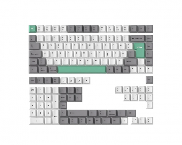 Keychron PBT Keycap set ISO German - Gray White Mint (DEMO)