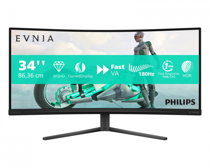Philips Evnia 3000 34” Curved Gamingskjerm 180Hz 0,5ms WQHD VA (DEMO)