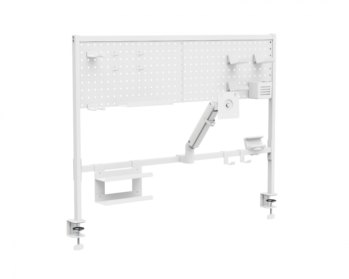 MaxMount Multifunksjonell Pegboard med skjermstativ - Hvit (DEMO)