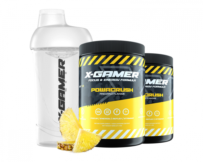 X-Gamer 2 x 600g X-Tubz Powacrush - 60 Porsjoner + Shaker