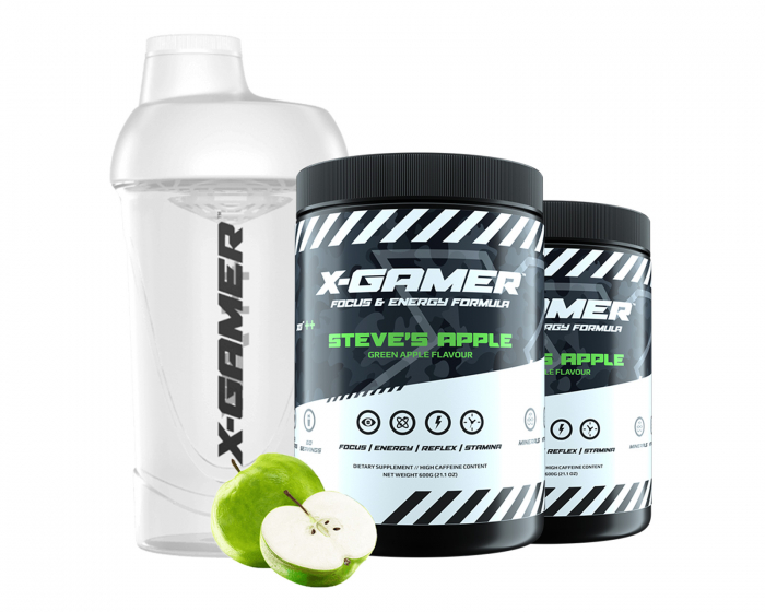 X-Gamer 2 x 600g X-Tubz Steves Apple - 60 Porsjoner + Shaker