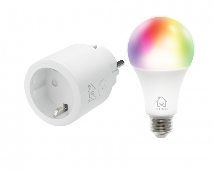 Deltaco Smart Home Smart Plug WiFi + RGB LED Lampe E27 WiFi 9W