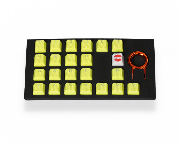 Tai-Hao 22-tasters Gummi Double-shot Bakgrunnsbelyst Keycap-sett - Gul