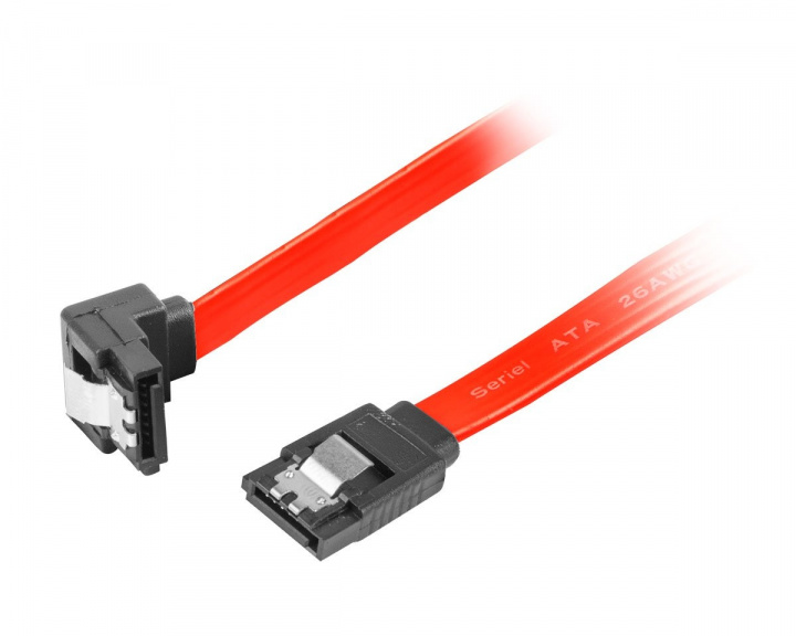 SATA 2 Vinklad (3GB/S) 100cm Metallklips - Rød i gruppen Datatilbehør / PC-komponenter / Intern kabler hos MaxGaming (15131)
