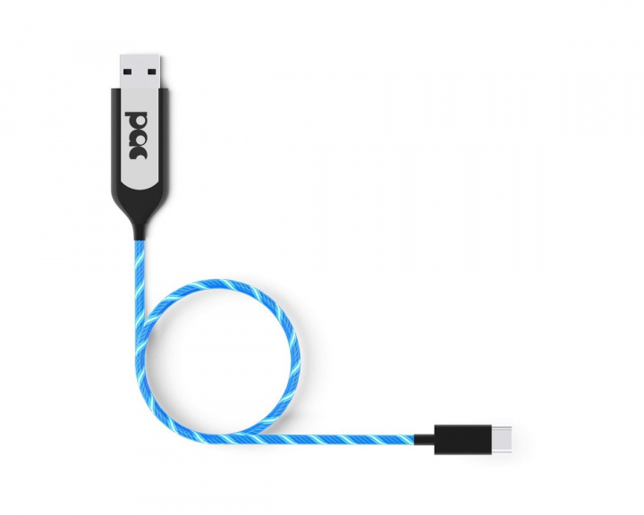 PAC Ladekabel USB-C 1m Blå LED Belyst Kabel