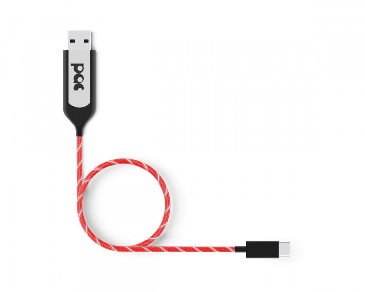 PAC Ladekabel USB-C 1m Rød LED Belyst Kabel
