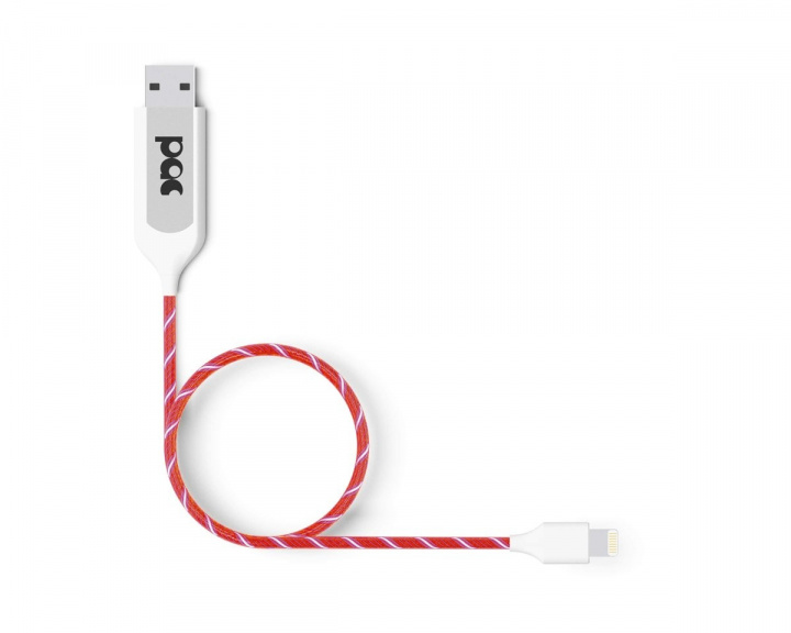 PAC Ladekabel Lightning 1m Rød LED Belyst Kabel
