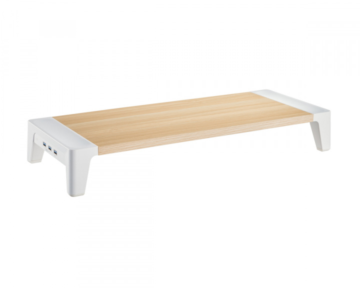 MaxMount Skjermstativ med USB 3.0 for Dataskjerm - Hvit Bjørkeoverflate