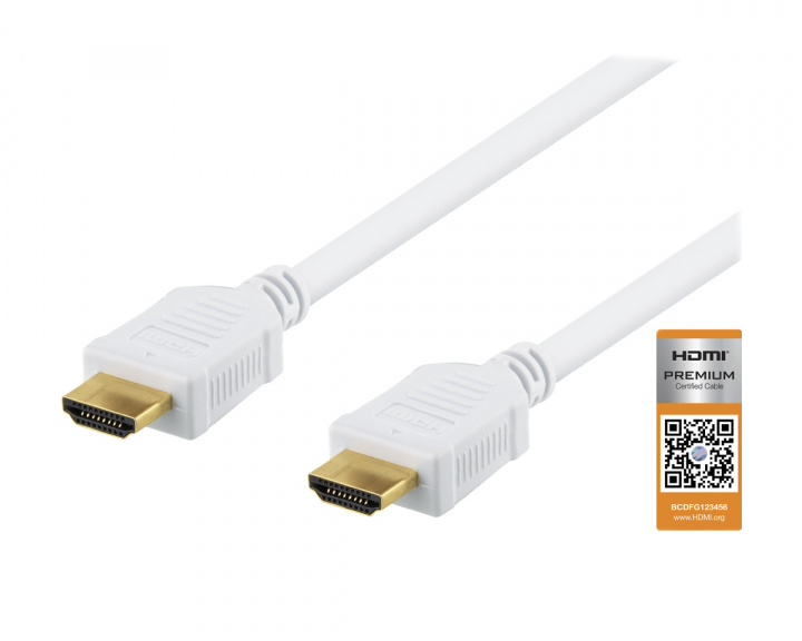 Deltaco Premium HDMI 2.0 Kabel, Ethernet, 4K, 2 Meter - Hvit