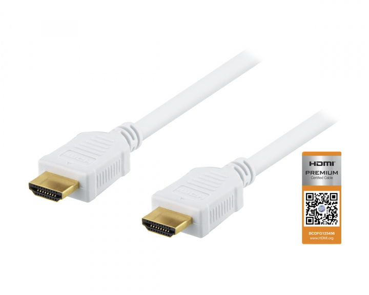 Deltaco Premium HDMI 2.0 Kabel, Ethernet, 4K, 3 Meter - Hvit