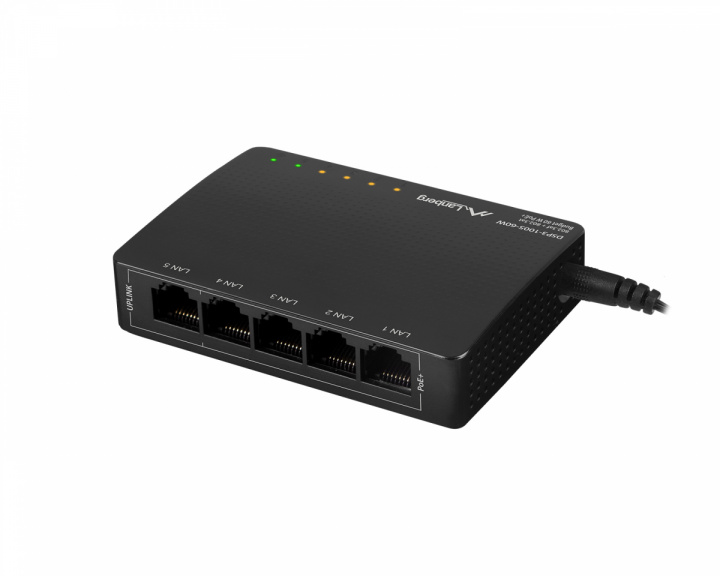 Lanberg Nettverkswitch 5-portar 1000 Mbps (POE Extender, 30W/Port, Max 60W)